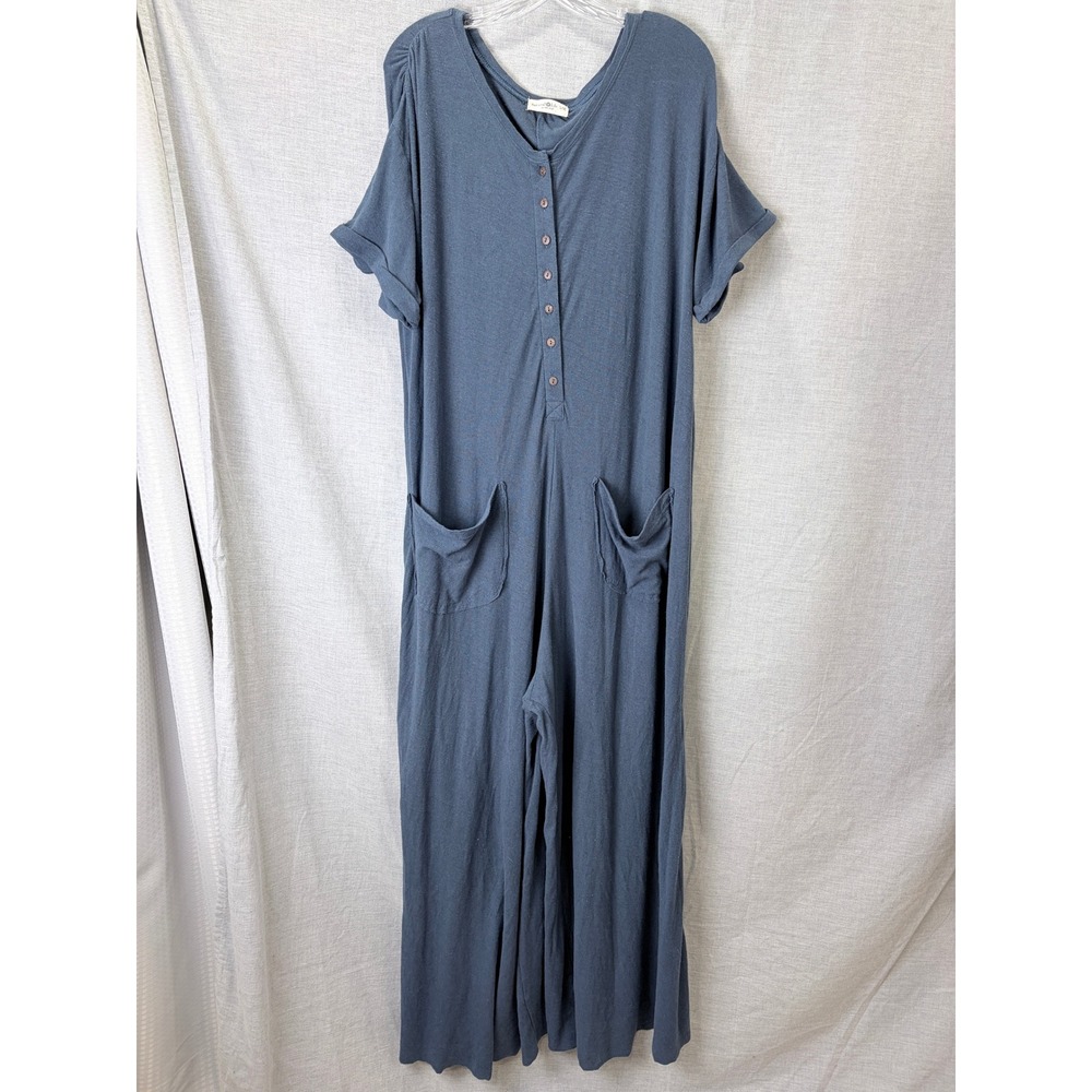 Blue Button-Down Jumpsuit - image 1